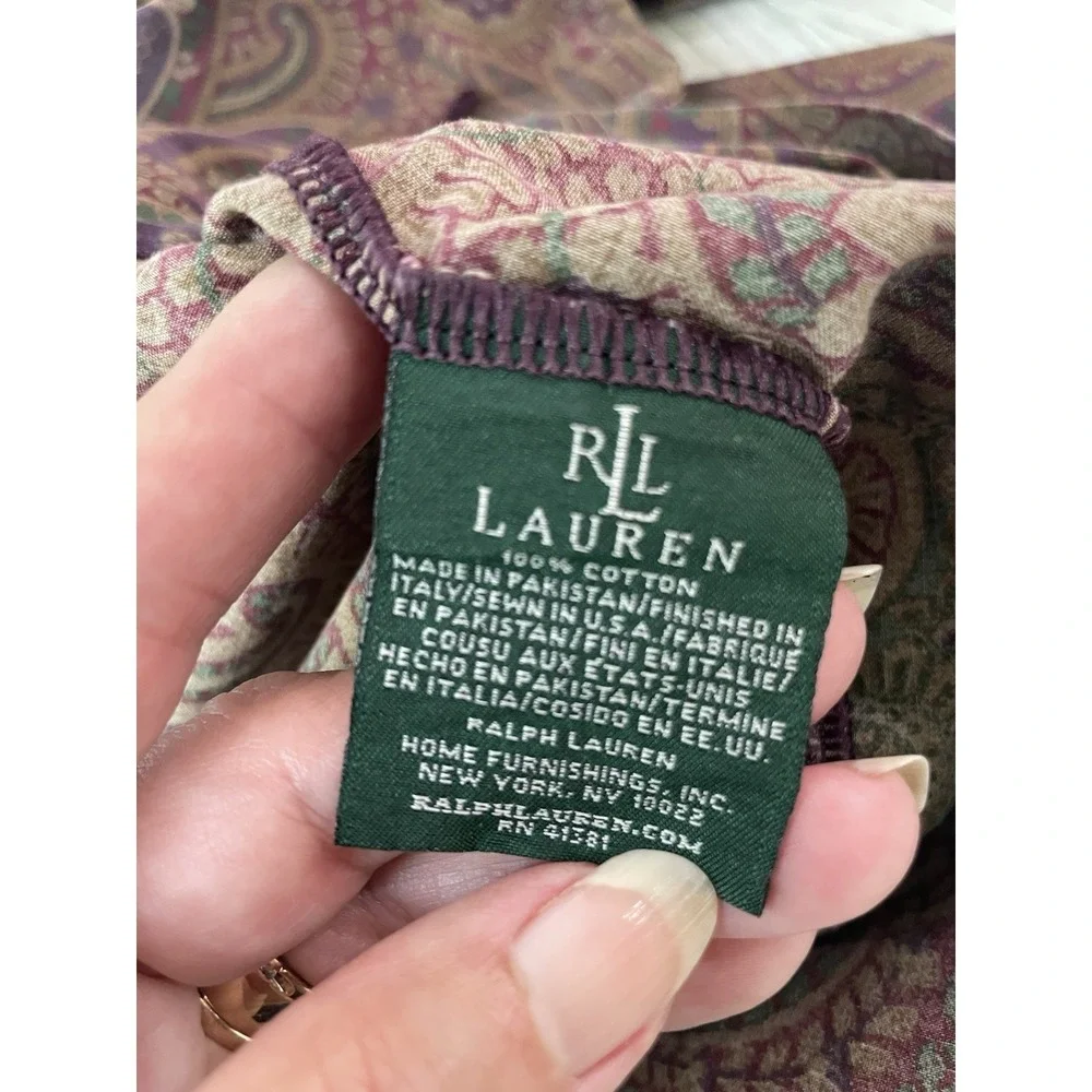 Vtg Set of 2 Ralph Lauren New Bohemian Paisley Purple Standard Pillowcases